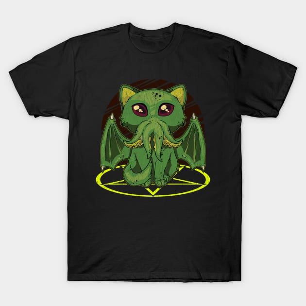 Cathulhu Satanic Kawaii Cat Cthulhu T-Shirt by theperfectpresents